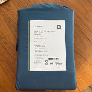 QE Home Recycled Microfiber queen Sheet Set in denim blue colour NWOT